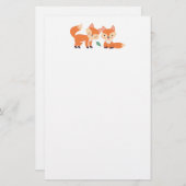 Papeterie Illustration graphique des renards orange mignons (Devant / Derrière)