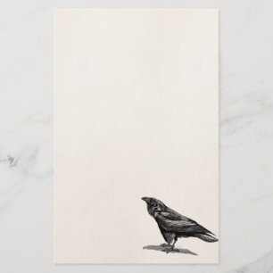 Papeterie Illustration vintage d'oiseau de merle de