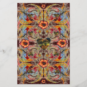 Papeterie Imaginaire de coeur foncé Floral Papier artisanal