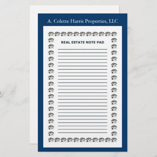 Papeterie Immobilier Note Pad - Conception 1 (Devant / Derrière)