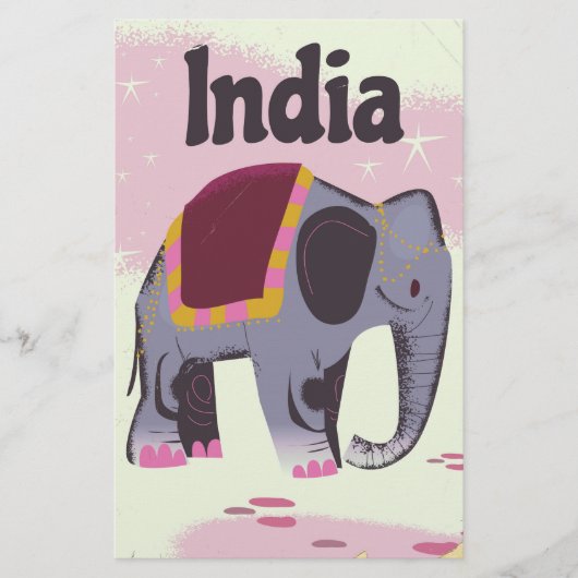 Papeterie Impression d'affiche de voyage d'Indian Elephant. (Devant)