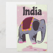 Papeterie Impression d'affiche de voyage d'Indian Elephant. (Devant / Derrière)