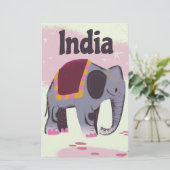 Papeterie Impression d'affiche de voyage d'Indian Elephant. (Debout devant)