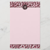 Papeterie Impression d'animal léopard rose avec monogramme e (Devant)