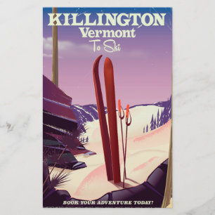 Papeterie Impression de voyage de ski à Killington, Vermont.
