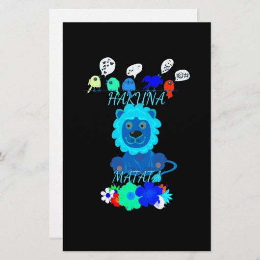 Papeterie Imprimer Hakuna Matata Lion (Devant / Derrière)