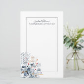 Papeterie Indigo et ocre - fleurs d'aquarelle (Debout devant)