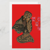 Papeterie Indonesi Shadow Puppet Hohoho Design sur toile rou (Devant / Derrière)