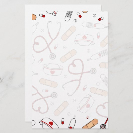 Papeterie Infirmière Amour Imprimer Arrière - plan blanc (Devant / Derrière)