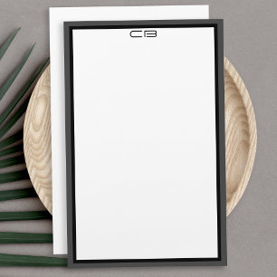 Papeterie Initiales de monogramme personnalisées bordure noi