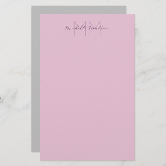 Papeterie Initiales de nom d'écriture manuscrite moderne mon (Devant / Derrière)