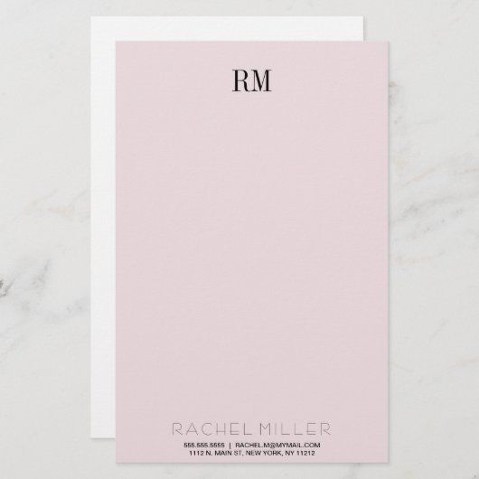 Papeterie Initiales et nom simples personnalisés (Devant / Derrière)