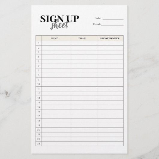 Papeterie Inscrivez-vous au modèle du formulaire (Devant)