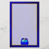 Papeterie Inséparables bleus sur papier à lettres bleu fin (Devant)