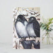 Papeterie INSÉPARABLES D'HIVER DANS LA NEIGE Dessin noir et  (Debout devant)