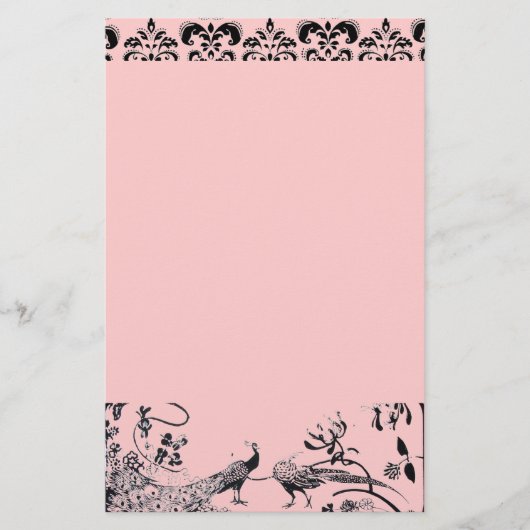 Papeterie INSÉPARABLES mariages noir et rose damask (Devant)