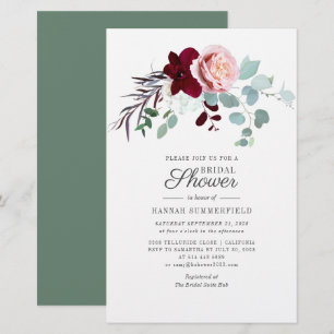 Papeterie Invitation à la douche nuptiale florale de Bourgog