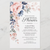 Papeterie Invitation de douche de mariage à motif floral ble (Devant)