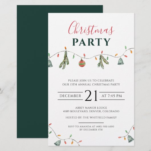 Papeterie Invitation du propriétaire d'entreprise du Noël (Devant / Derrière)