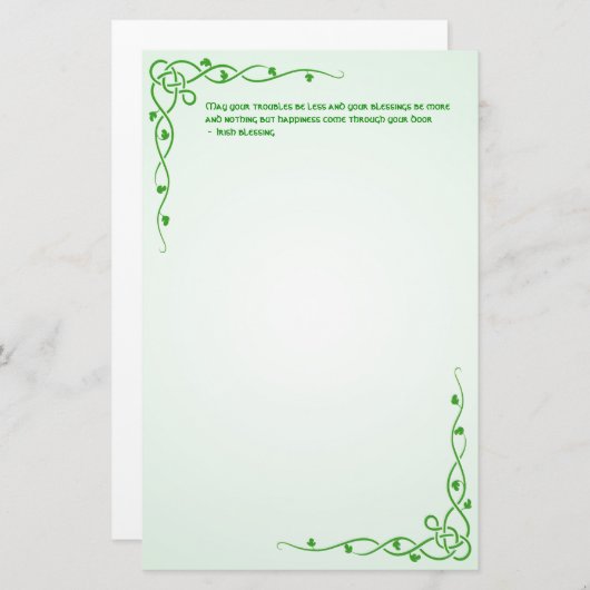 Papeterie Irish Blessing St Patrick's Green Celtic Braids #4 (Devant / Derrière)