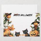 Papeterie Jack-o'-lantern, Chats noirs et Écarce (Devant / Derrière)