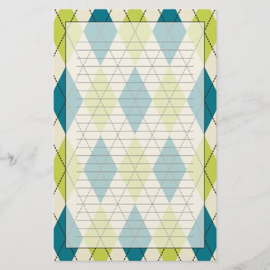 Papeterie Jacquard bleu et vert (Devant)