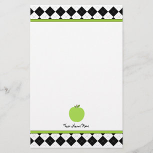 Papeterie Jacquard noir Pomme verte Professeur personnalisé