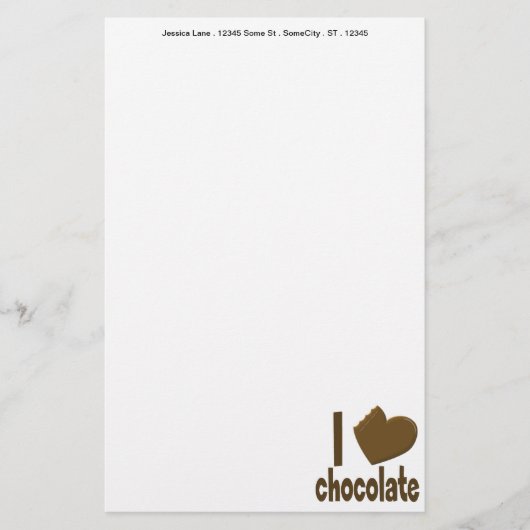 Papeterie J'aime le chocolat au coeur (Devant)