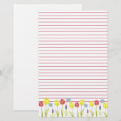 Papeterie Jardin à fleurs de tulipes jaunes rouge (Devant / Derrière)