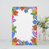 Papeterie Jardin Hibiscus coloré Bordure Blanc Livre blanc (Debout devant)