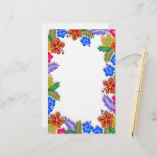 Papeterie Jardin Hibiscus coloré Bordure Blanc Livre blanc