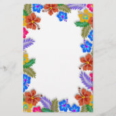 Papeterie Jardin Hibiscus coloré Bordure Blanc Livre blanc (Devant)