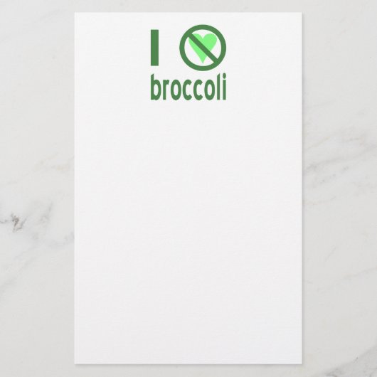 Papeterie Je déteste le brocoli Texte vert (Devant)