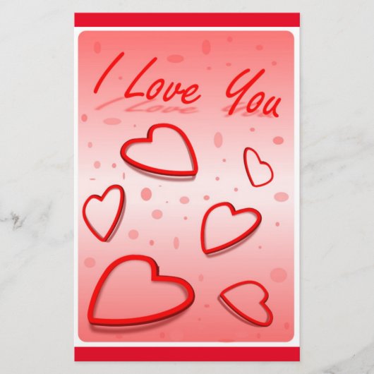 PAPETERIE "JE T'AIME" COEURS (Devant)