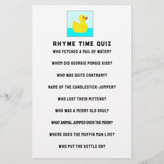 Papeterie Jeu baby shower (Devant)