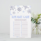 Papeterie Jeu de Baby shower Alphabet Blue Snowflake (Debout devant)