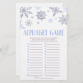 Papeterie Jeu de Baby shower Alphabet Blue Snowflake (Devant / Derrière)