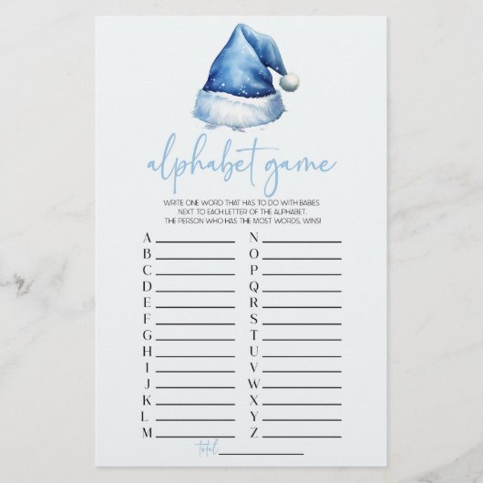 Papeterie Jeu de Baby shower Alphabet de Noël de Santa Hat (Devant)
