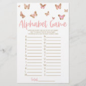 Papeterie Jeu de Baby shower Alphabet Papillon rose (Devant)