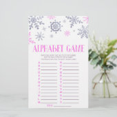 Papeterie Jeu de Baby shower Alphabet Pink Snowflake (Debout devant)