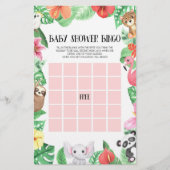 Papeterie Jeu de Baby shower de Bingo animal tropical (Devant)