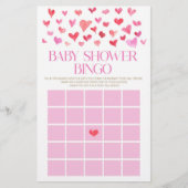 Papeterie Jeu de Baby shower de Bingo aux Coeurs rose et rou (Devant)