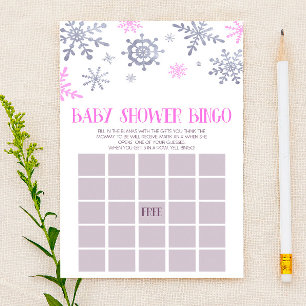 Papeterie Jeu de Baby shower de Bingo d'hiver Pink Snowflake