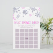 Papeterie Jeu de Baby shower de Bingo d'hiver Pink Snowflake (Debout devant)