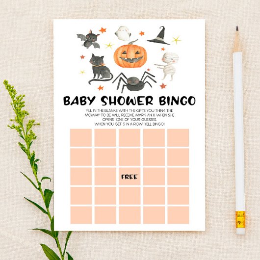 Papeterie Jeu de Baby shower de Bingo Éffrayant Halloween Ci