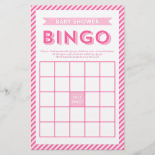 Papeterie Jeu de Baby shower de Bingo moderne rose
