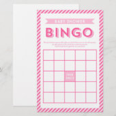 Papeterie Jeu de Baby shower de Bingo moderne rose (Devant / Derrière)