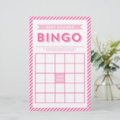 Papeterie Jeu de Baby shower de Bingo moderne rose (Debout devant)