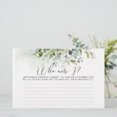 Papeterie Jeu de baby shower Watercolor eucalyptus Qui suis- (Debout devant)