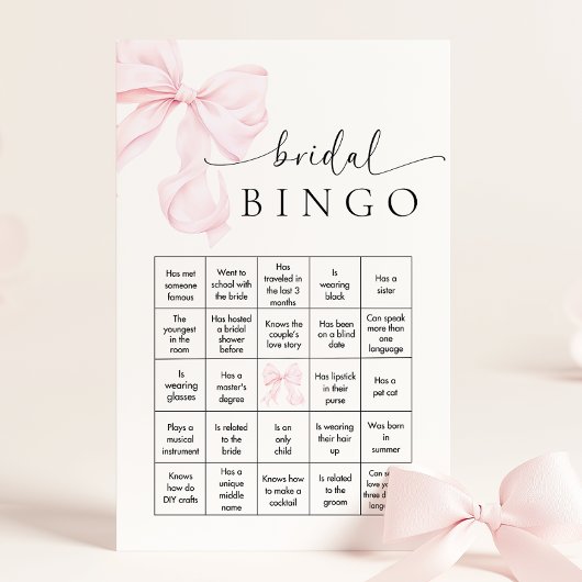 Papeterie Jeu de Bingo Baby Shower Mariage Ruban Rose